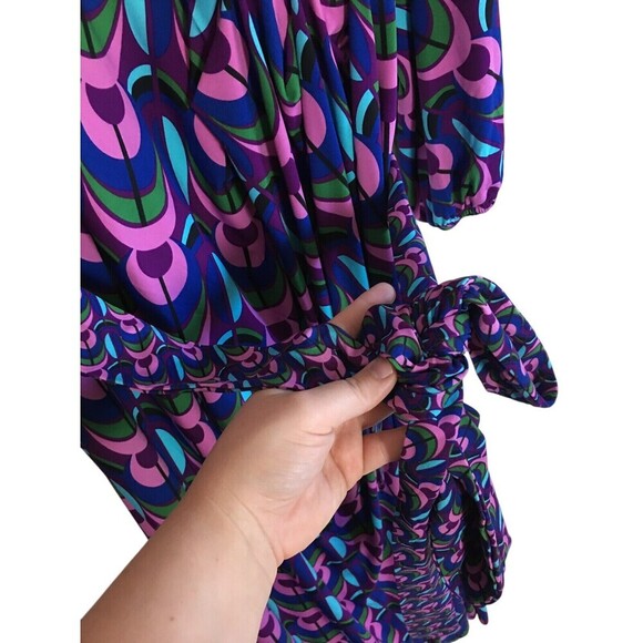 Leota Dress Women's Size 1X Purple Multicolor Geometric Pattern Long Sleeve - Picture 6 of 9
